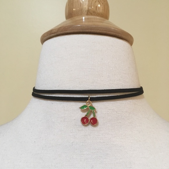 Double Strand Cherry Choker Necklace - Picture 2 of 2